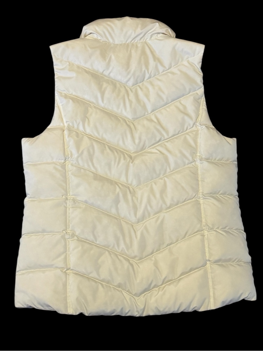 Lands’ End Ivory Quilted Puffer Vest Women’s Medium Full Zip Pockets - Picture 3 of 4